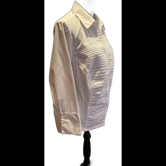 Zac & Rachel Woman Blouse White Button down Top Plus Size 2X 3/4 Sleeves Dressy - Picture 2 of 9